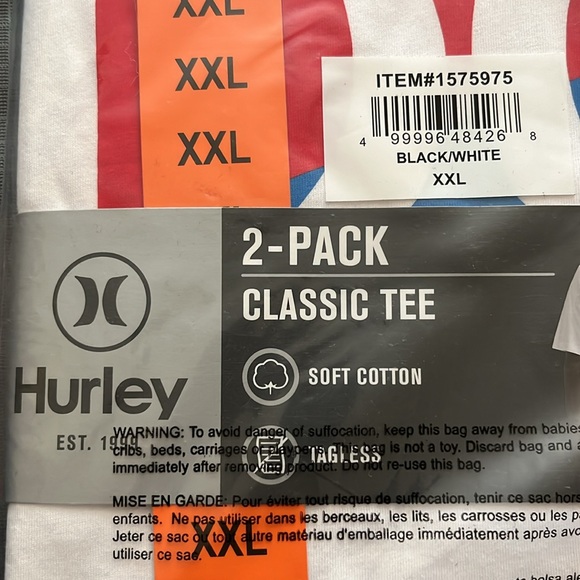 NWT Hurley Men Graphic Tee, 2-Pack BLACK/WHITE - size XXL - Picture 6 of 12